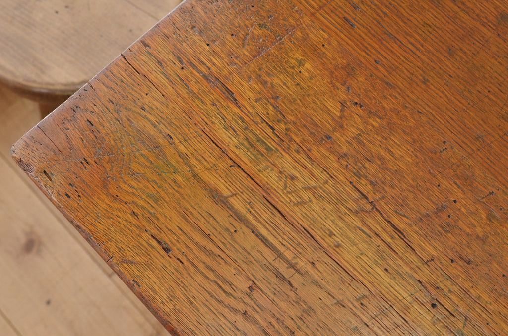 アンティーク家具　1950〜60年代　ナラ材の大きな作業台(ダイニングテーブ)2