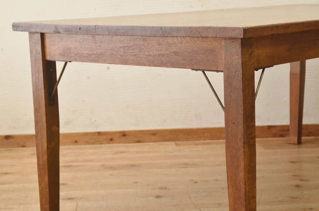 アンティーク家具　1950〜60年代　ナラ材の大きな作業台(ダイニングテーブ)2