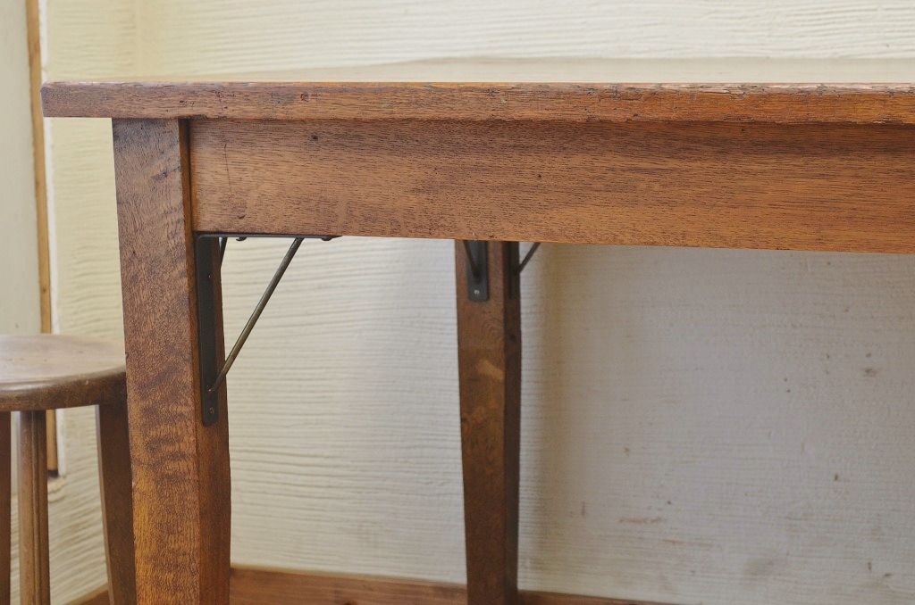 アンティーク家具　1950〜60年代　ナラ材の大きな作業台(ダイニングテーブ)2