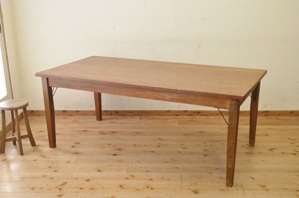 アンティーク家具　1950〜60年代　ナラ材の大きな作業台(ダイニングテーブ)2
