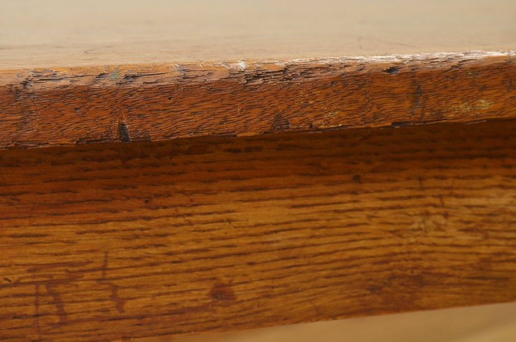 アンティーク家具　1950〜60年代　ナラ材の大きな作業台(ダイニングテーブ)2