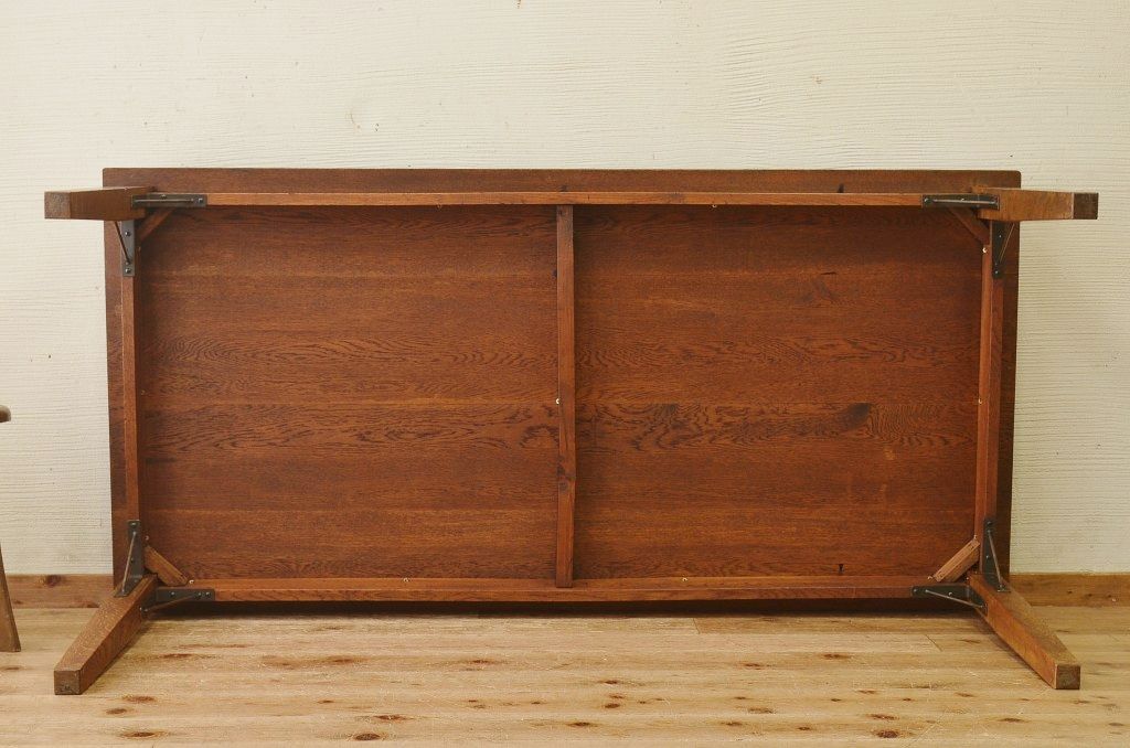 アンティーク家具　1950〜60年代　ナラ材の大きな作業台(ダイニングテーブ)2