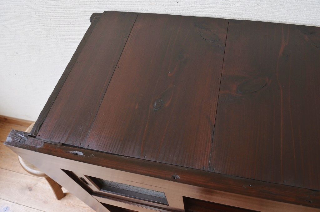 アンティーク家具　古民具　骨董　味の良い四尺水屋箪笥「角カット有」2(食器棚、収納棚)