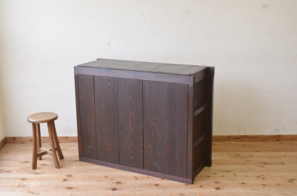 アンティーク家具　古民具　骨董　味の良い四尺水屋箪笥「角カット有」2(食器棚、収納棚)