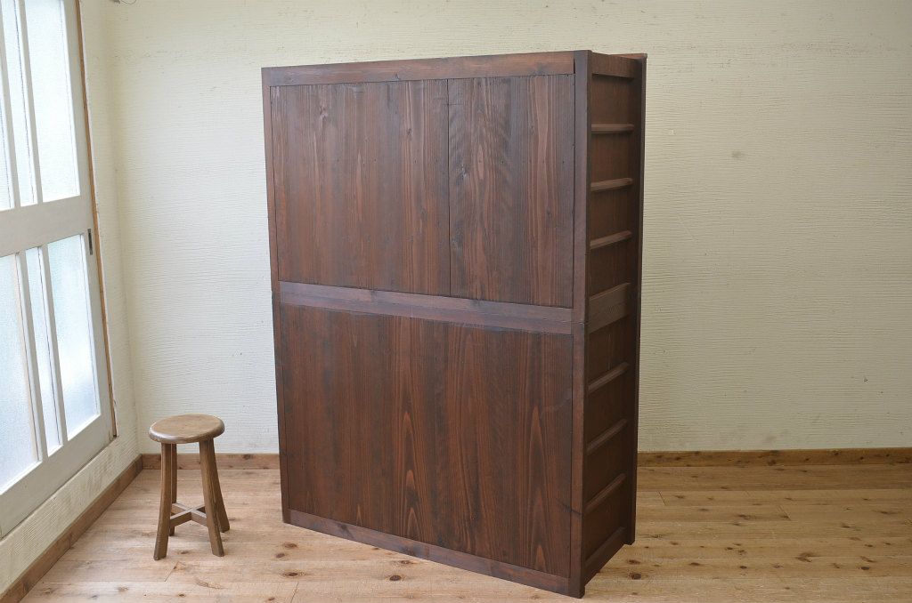 アンティーク家具　古民具　骨董　明治〜大正　黒柿と欅玉杢の上品な水屋箪笥