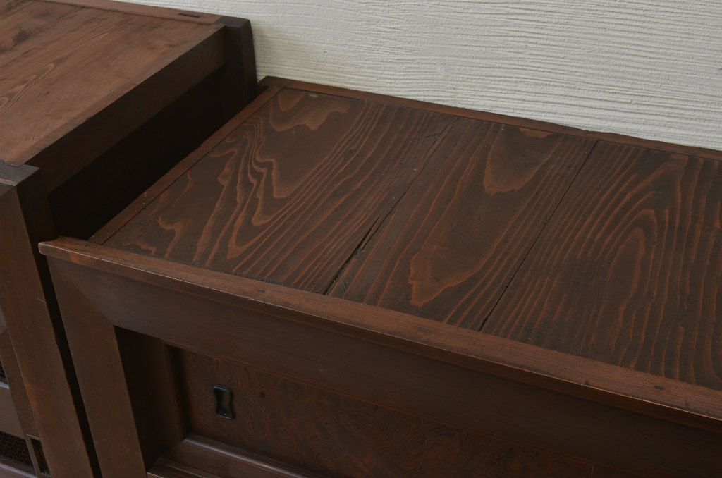 アンティーク家具　古民具　骨董　明治〜大正　黒柿と欅玉杢の上品な水屋箪笥