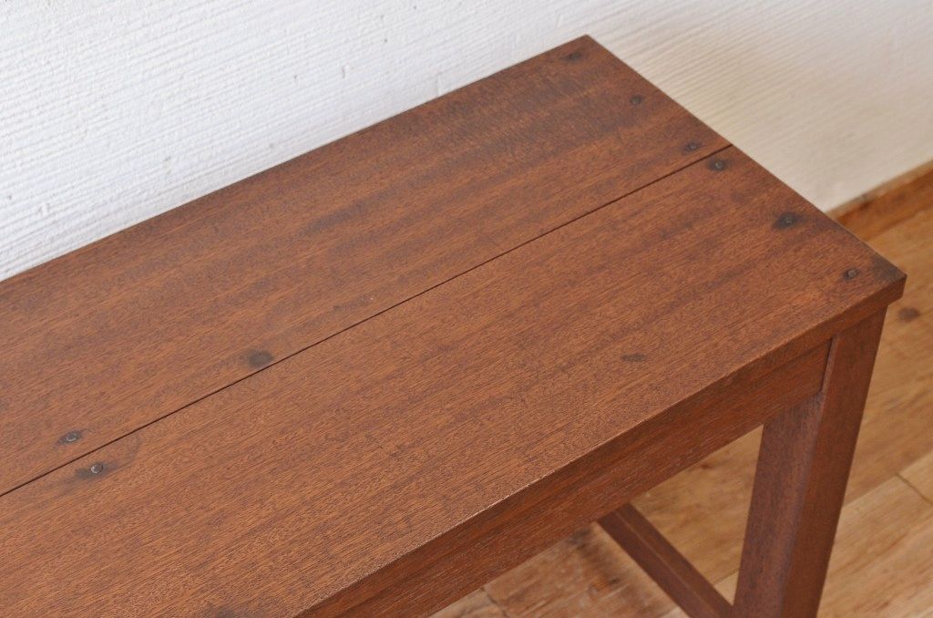 アンティーク家具　古い木のシンプルなアンティークベンチ