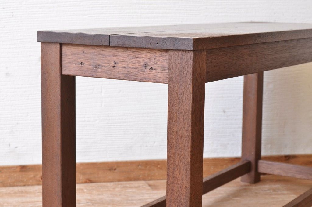 アンティーク家具　古い木のシンプルなアンティークベンチ