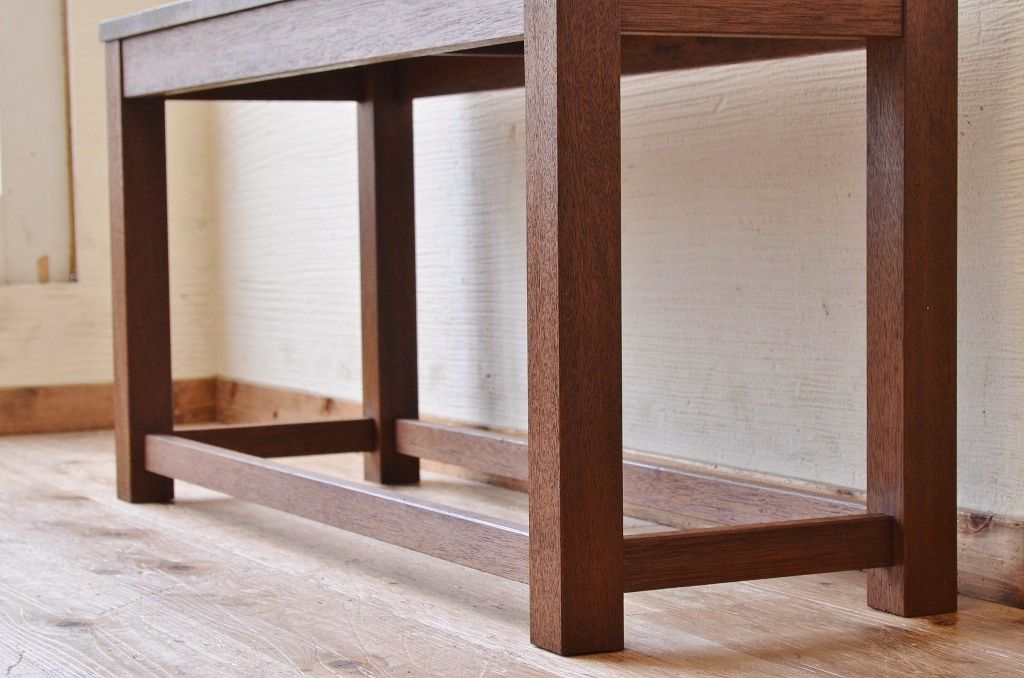 アンティーク家具　古い木のシンプルなアンティークベンチ