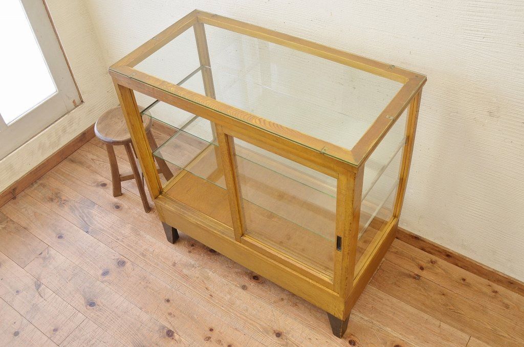 アンティーク家具　古いパン屋のアンティークガラスケース