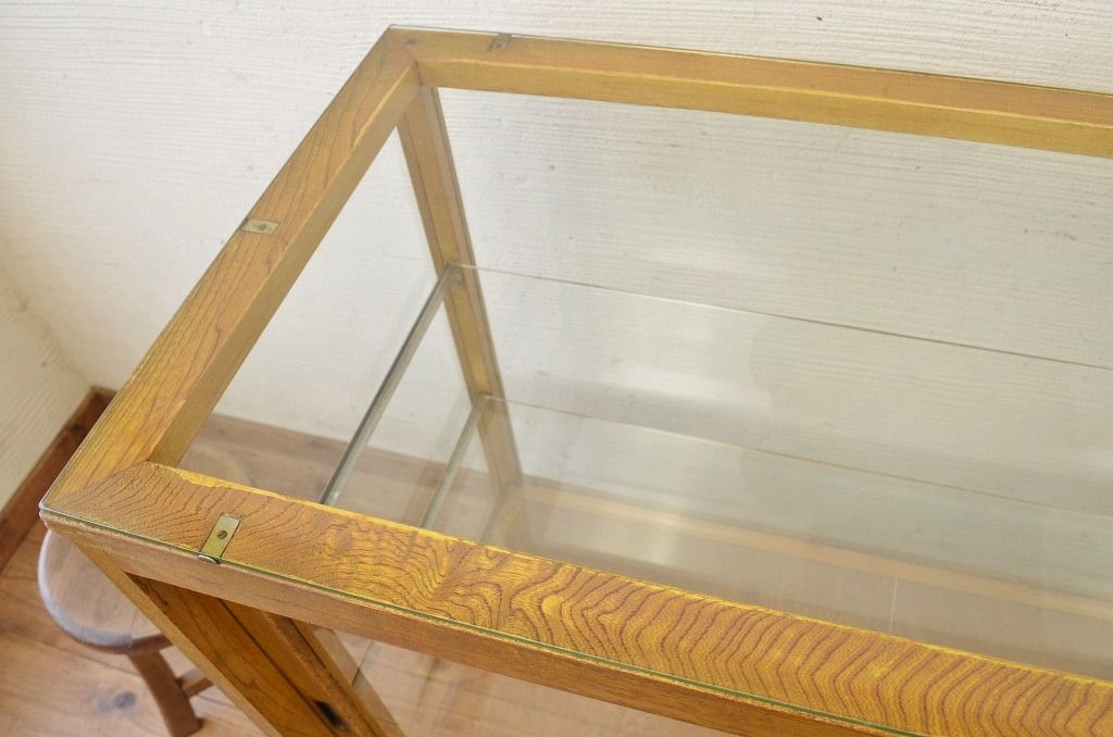 アンティーク家具　古いパン屋のアンティークガラスケース