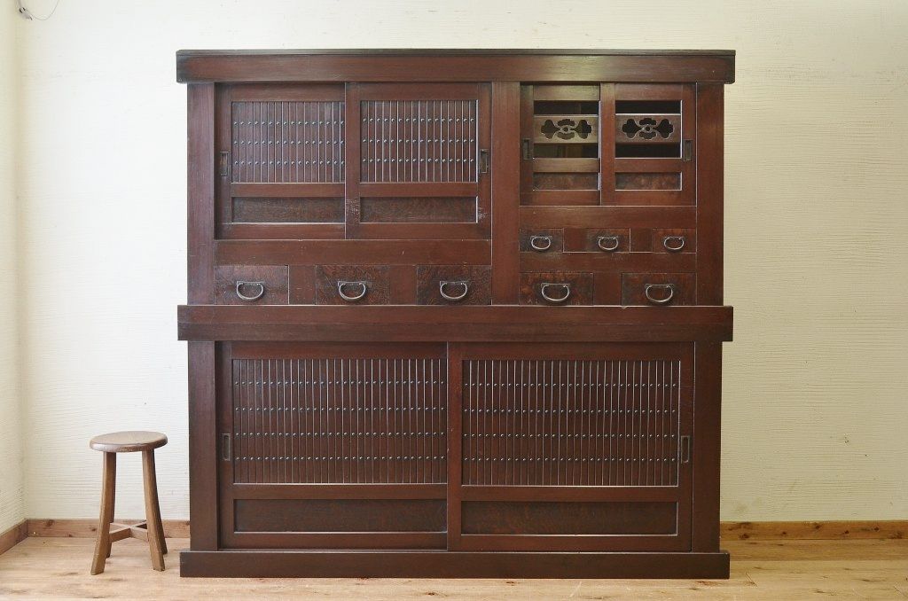 アンティーク家具　明治〜大正　味わい深い六尺水屋箪笥