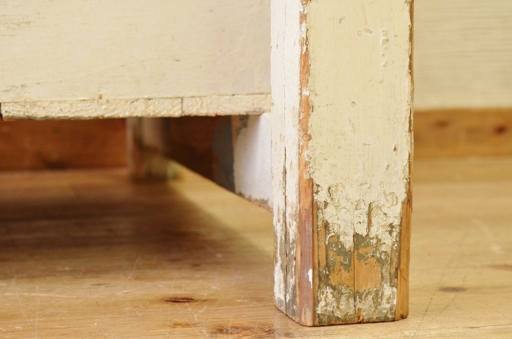 アンティーク家具　白いペイントの両面引き出しアンティーク作業台