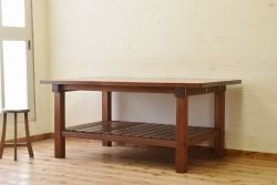 アンティーク家具　重厚!!天板がナラ材の骨太作業台1(ダイニングテーブル)
