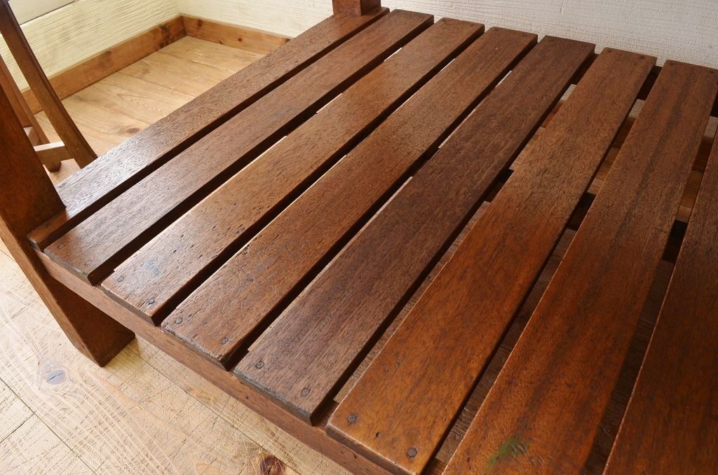 アンティーク家具　重厚!!天板がナラ材の骨太作業台1(ダイニングテーブル)