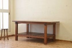 アンティーク家具　重厚!!天板がナラ材の骨太作業台2(ダイニングテーブル)