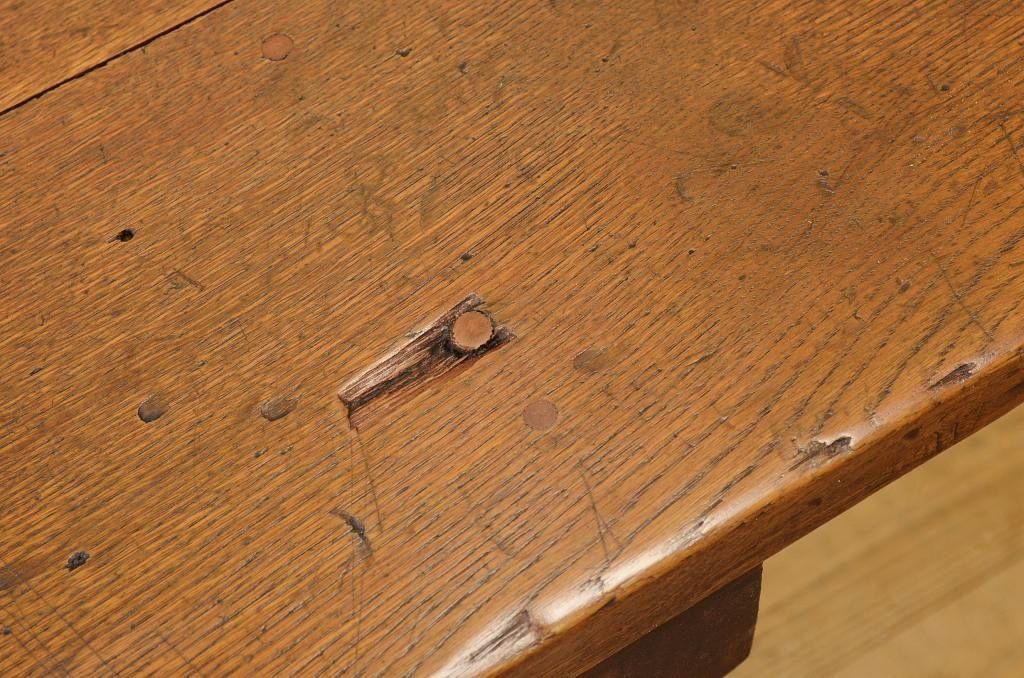 アンティーク家具　重厚!!天板がナラ材の骨太作業台2(ダイニングテーブル)