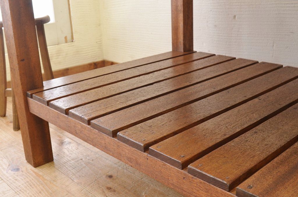 アンティーク家具　重厚!!天板がナラ材の骨太作業台2(ダイニングテーブル)
