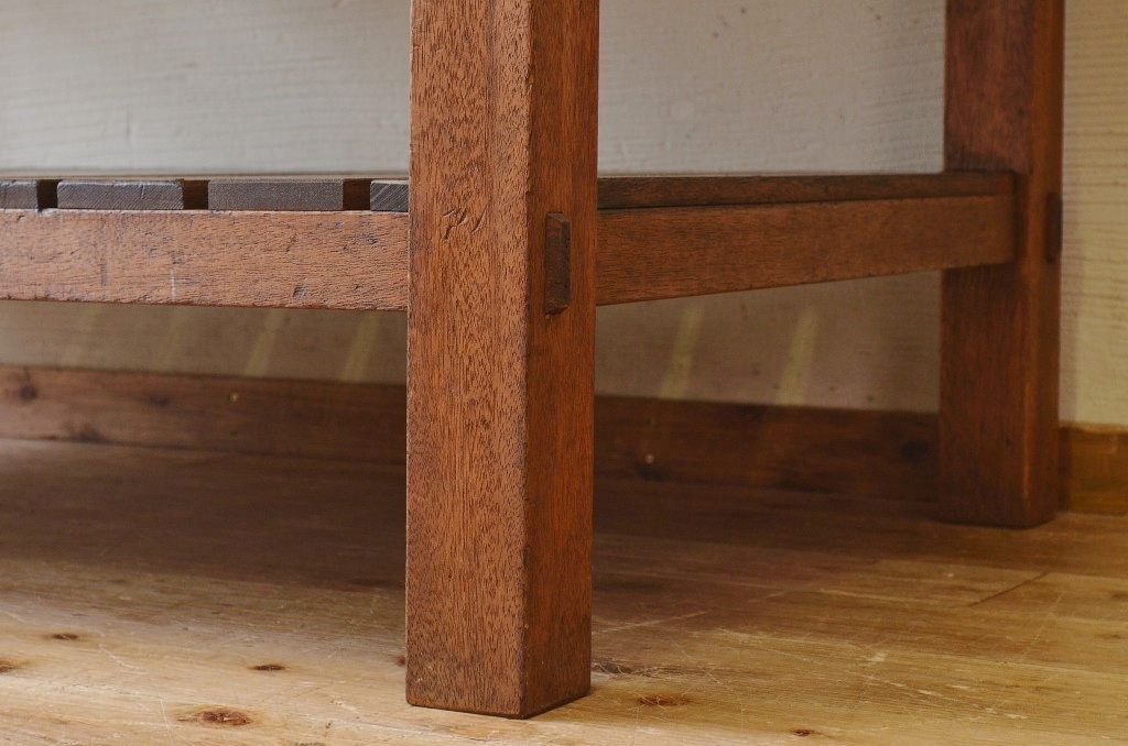 アンティーク家具　重厚!!天板がナラ材の骨太作業台3(ダイニングテーブル)
