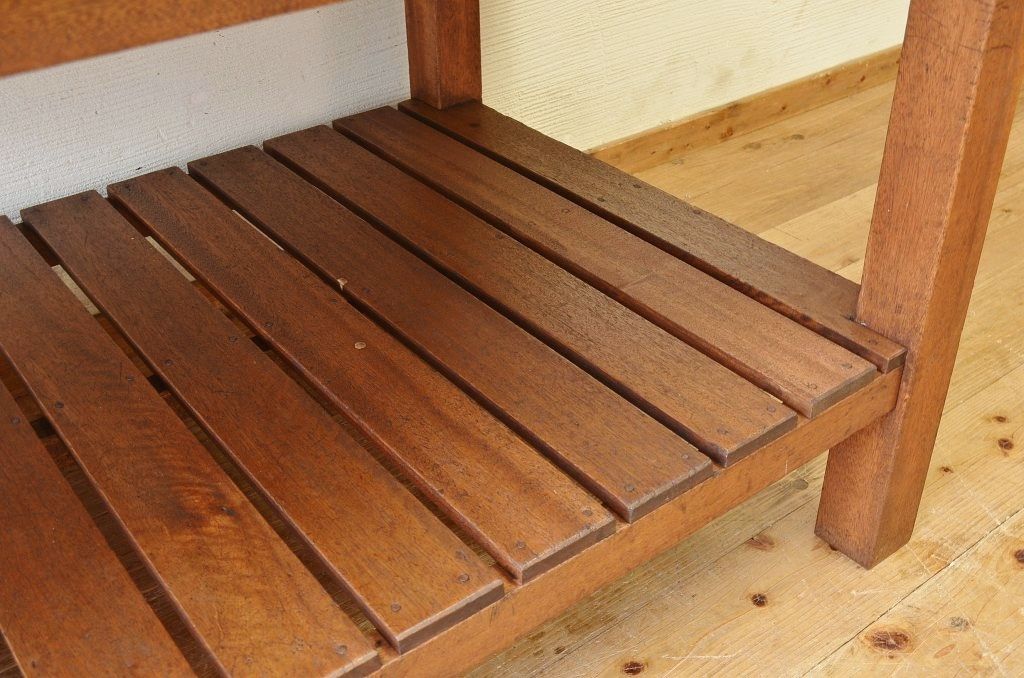 アンティーク家具　重厚!!天板がナラ材の骨太作業台3(ダイニングテーブル)