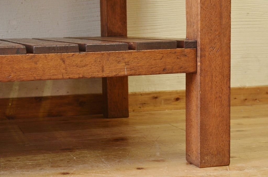 アンティーク家具　重厚!!天板がナラ材の骨太作業台3(ダイニングテーブル)