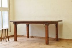 アンティーク家具　重厚!!天板がナラ材の骨太ダイニングテーブル2(作業台)