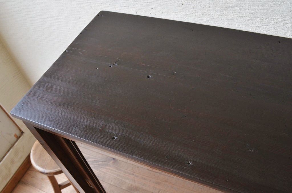 アンティーク家具　アンティーク古い木の脚付き収納棚