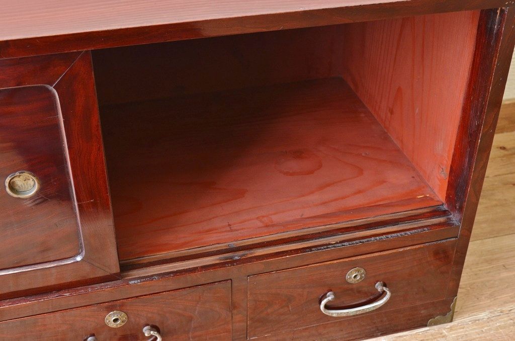 極上美品!古い欅材の漆の綺麗な時代箪笥ローボード