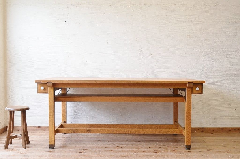 アンティーク家具　1980〜90年頃　古い学校の大きな作業台2