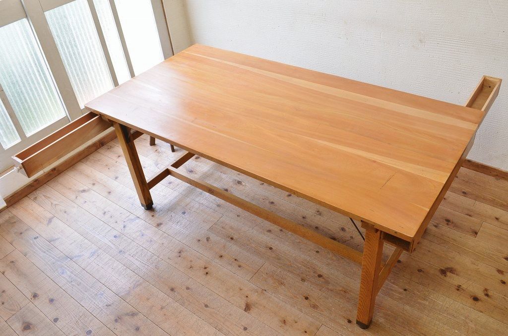 アンティーク家具　1980〜90年頃　古い学校の大きな作業台2
