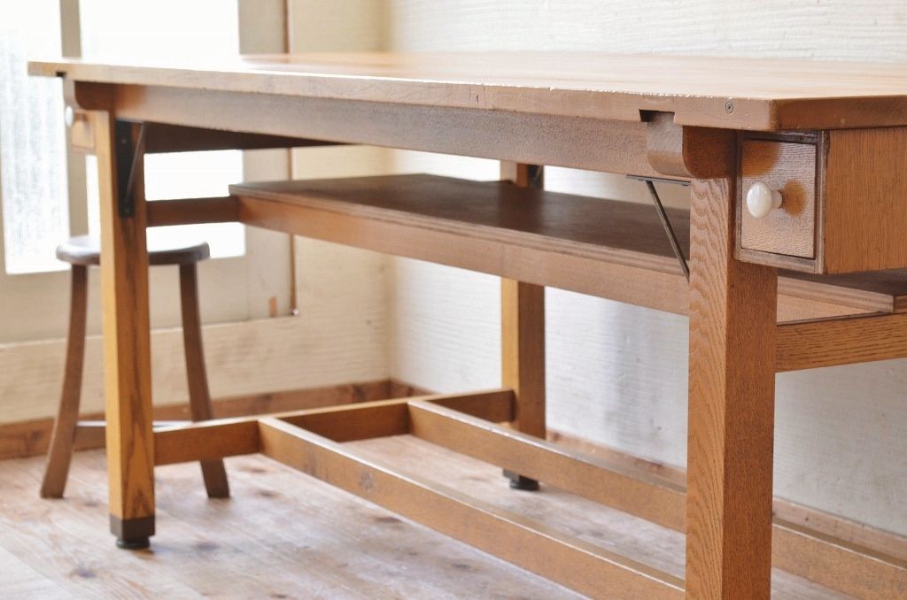 アンティーク家具　1980〜90年頃　古い学校の大きな作業台2