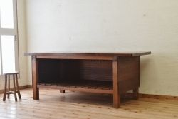 アンティーク家具　重厚!天板ナラ材の骨太作業台2(カウンターテーブル)