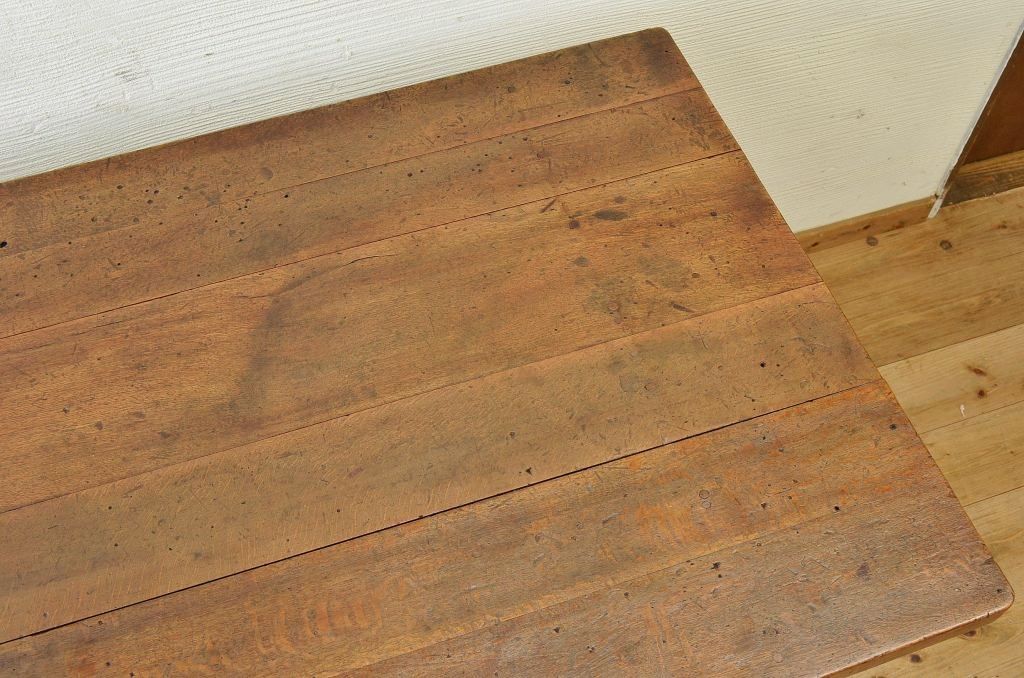 アンティーク家具　重厚!天板ナラ材の骨太作業台2(カウンターテーブル)