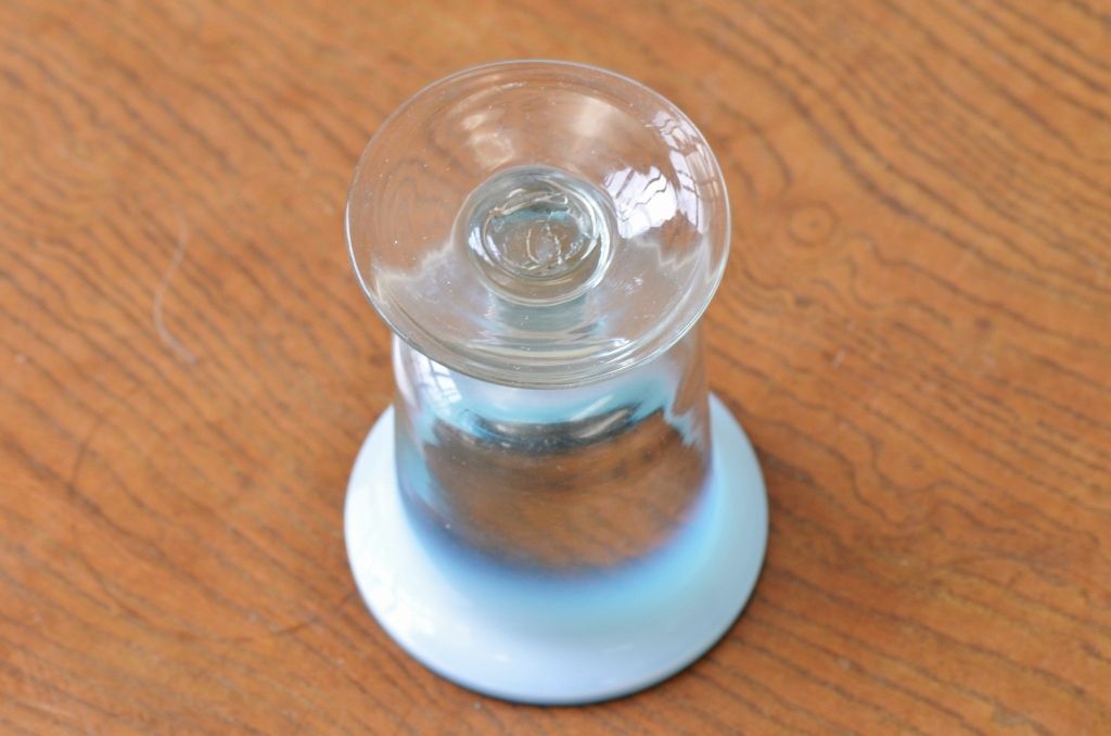○大正〜昭和初期!　青色乳白吹きガラス氷コップ2