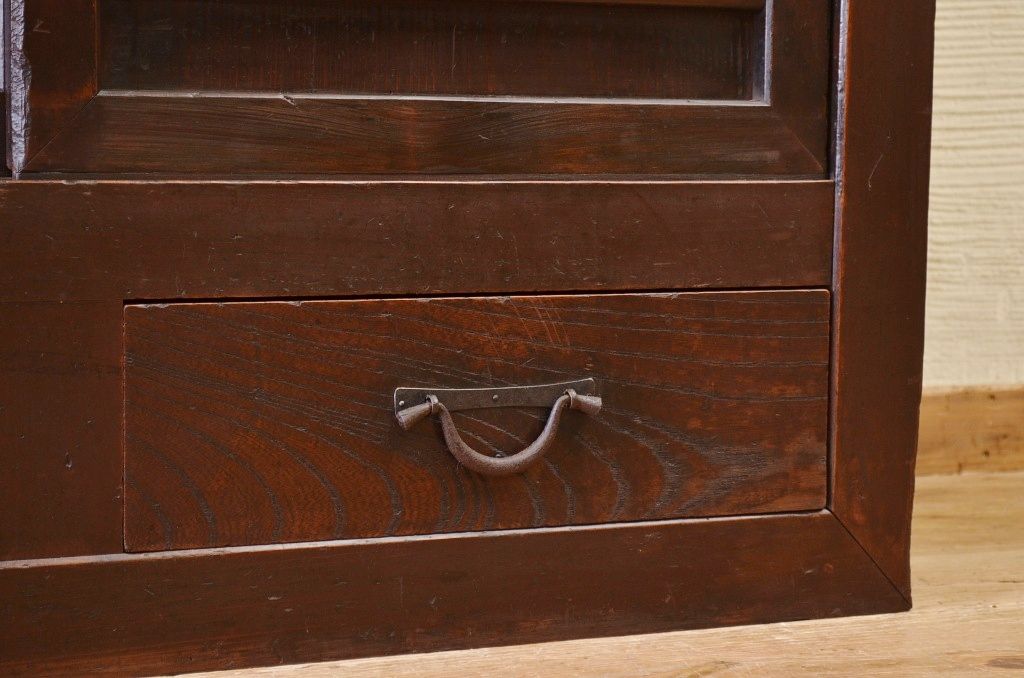 アンティーク家具　古民具　骨董　明治時代二段重ねアンティーク3尺水屋箪笥