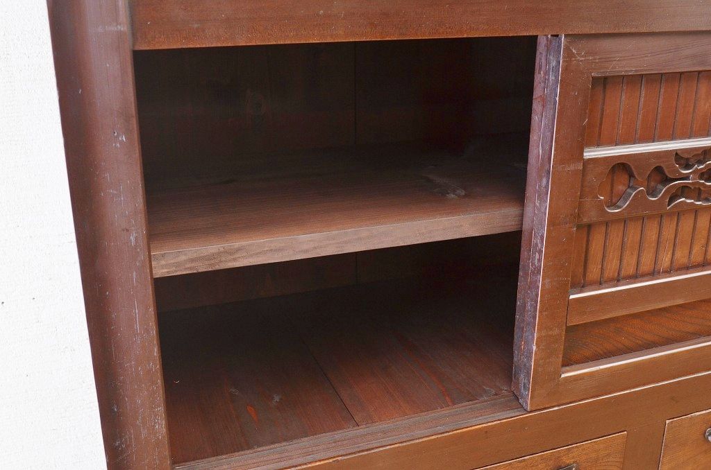 アンティーク家具　古民具　骨董　明治時代二段重ねアンティーク3尺水屋箪笥