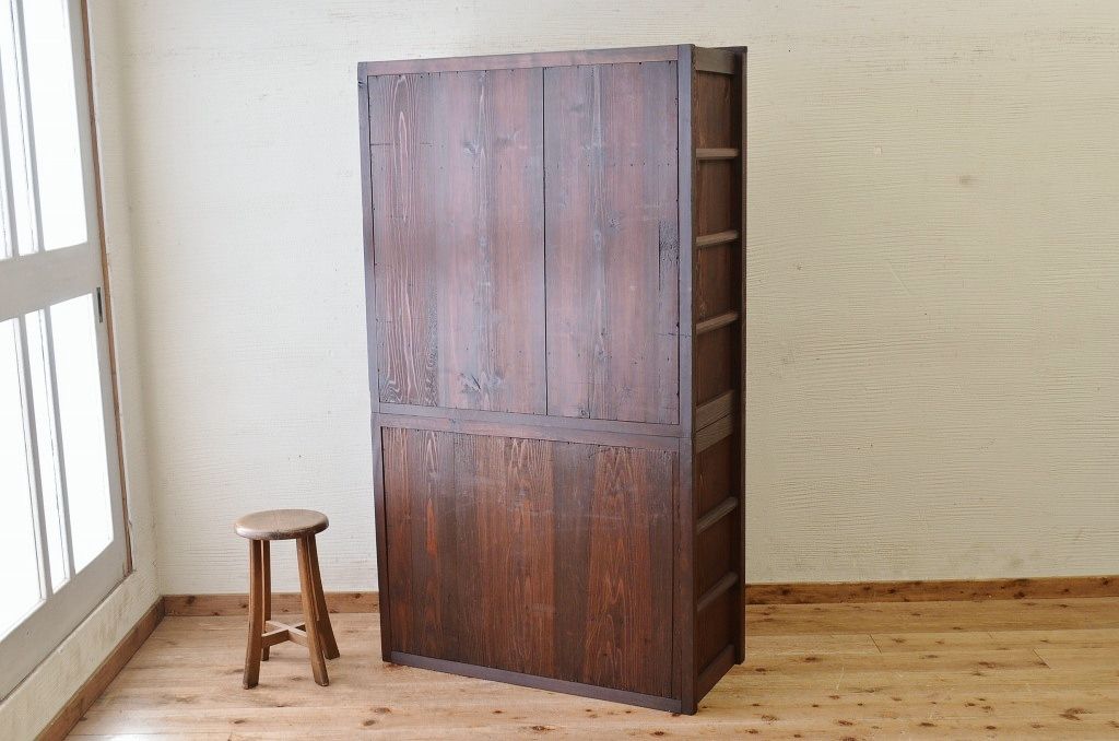 アンティーク家具　古民具　骨董　明治時代二段重ねアンティーク3尺水屋箪笥