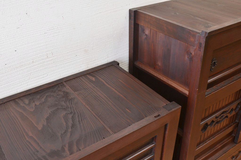 アンティーク家具　古民具　骨董　明治時代二段重ねアンティーク3尺水屋箪笥