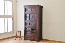 アンティーク家具　古民具　骨董　特別注文造　黒柿材の使われた三尺水屋箪笥