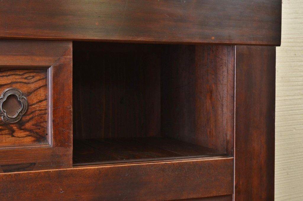 アンティーク家具　古民具　骨董　特別注文造　黒柿材の使われた三尺水屋箪笥