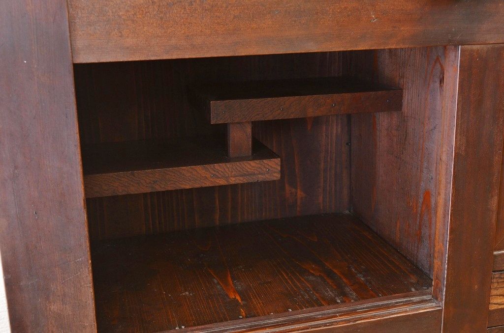 アンティーク家具　古民具　骨董　特別注文造　黒柿材の使われた三尺水屋箪笥
