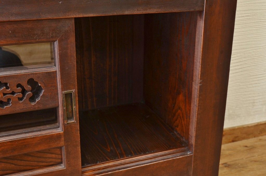 アンティーク家具　古民具　骨董　特別注文造　黒柿材の使われた三尺水屋箪笥