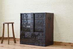 アンティーク家具　古民具　骨董　漆の綺麗な庄内小箪笥