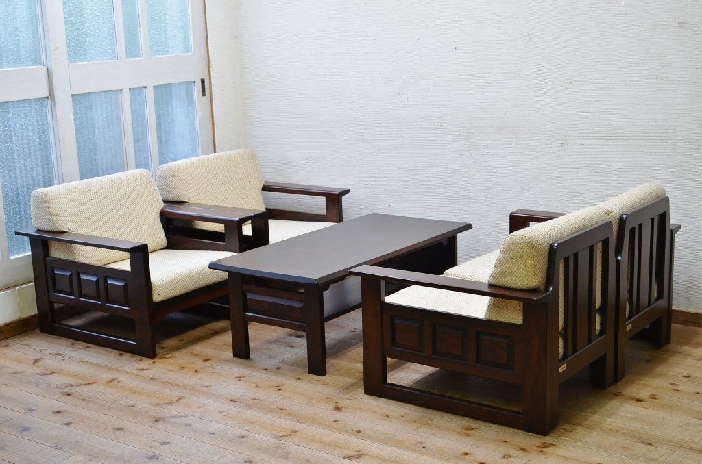 中古　北海道民芸ソファ1脚両肘掛付き2