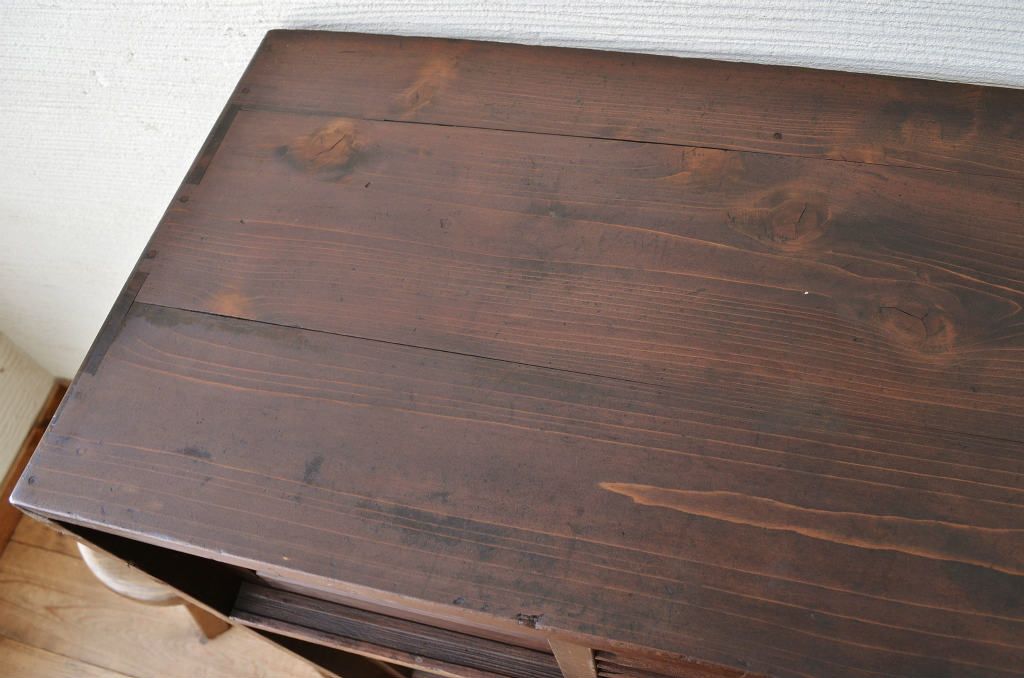 アンティーク家具　モールガラスアンティーク収納棚(下駄箱)