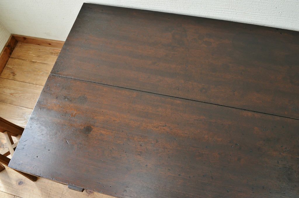 アンティーク家具　大きな引き出し付きアンティーク作業台(ダイニングテーブル、机)