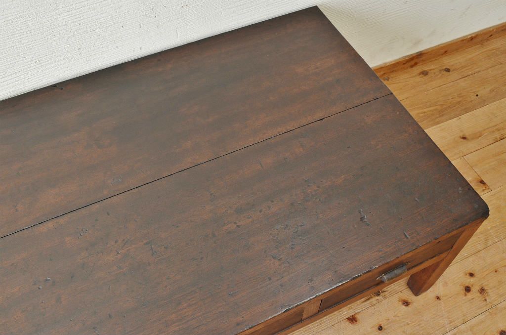 アンティーク家具　大きな引き出し付きアンティーク作業台(ダイニングテーブル、机)