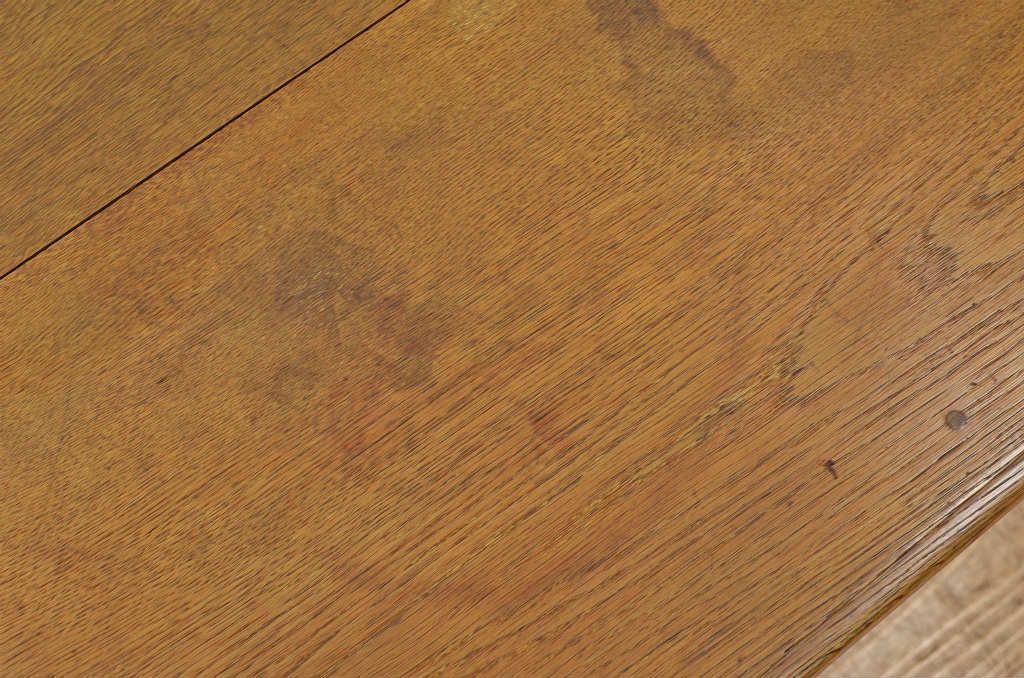 アンティーク家具　★素敵なデザイン!古いナラ材の横長テーブル(作業台、机)