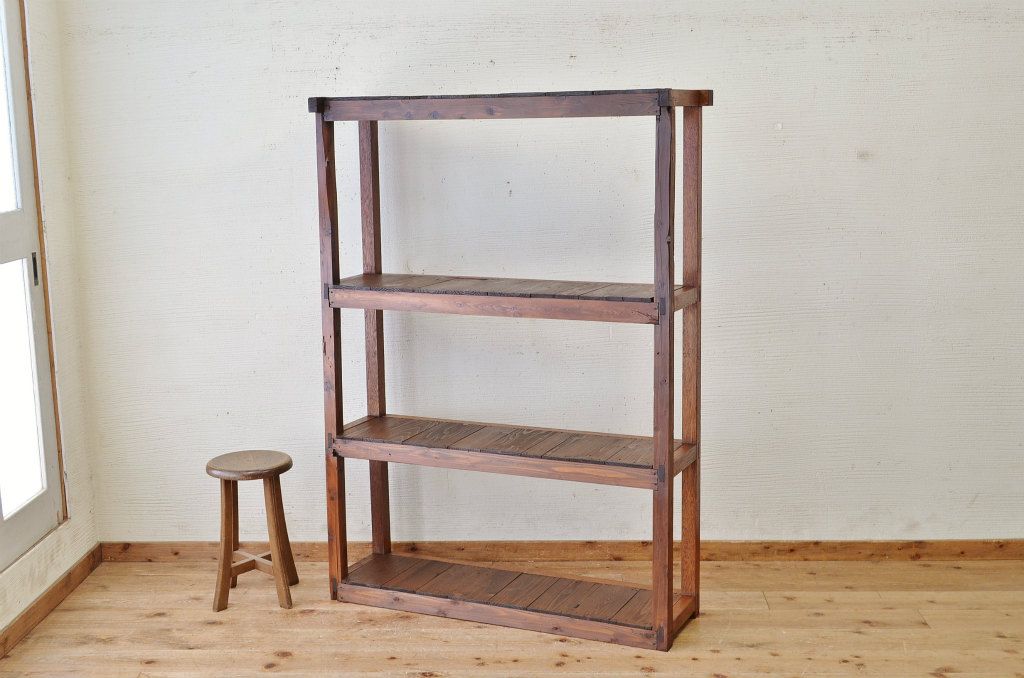 アンティーク家具　古い木のアンティーク飾り棚(陳列棚)2
