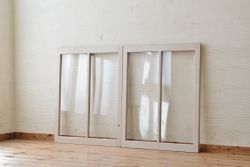 アンティークペイント引き戸(ガラス戸)2枚セット2